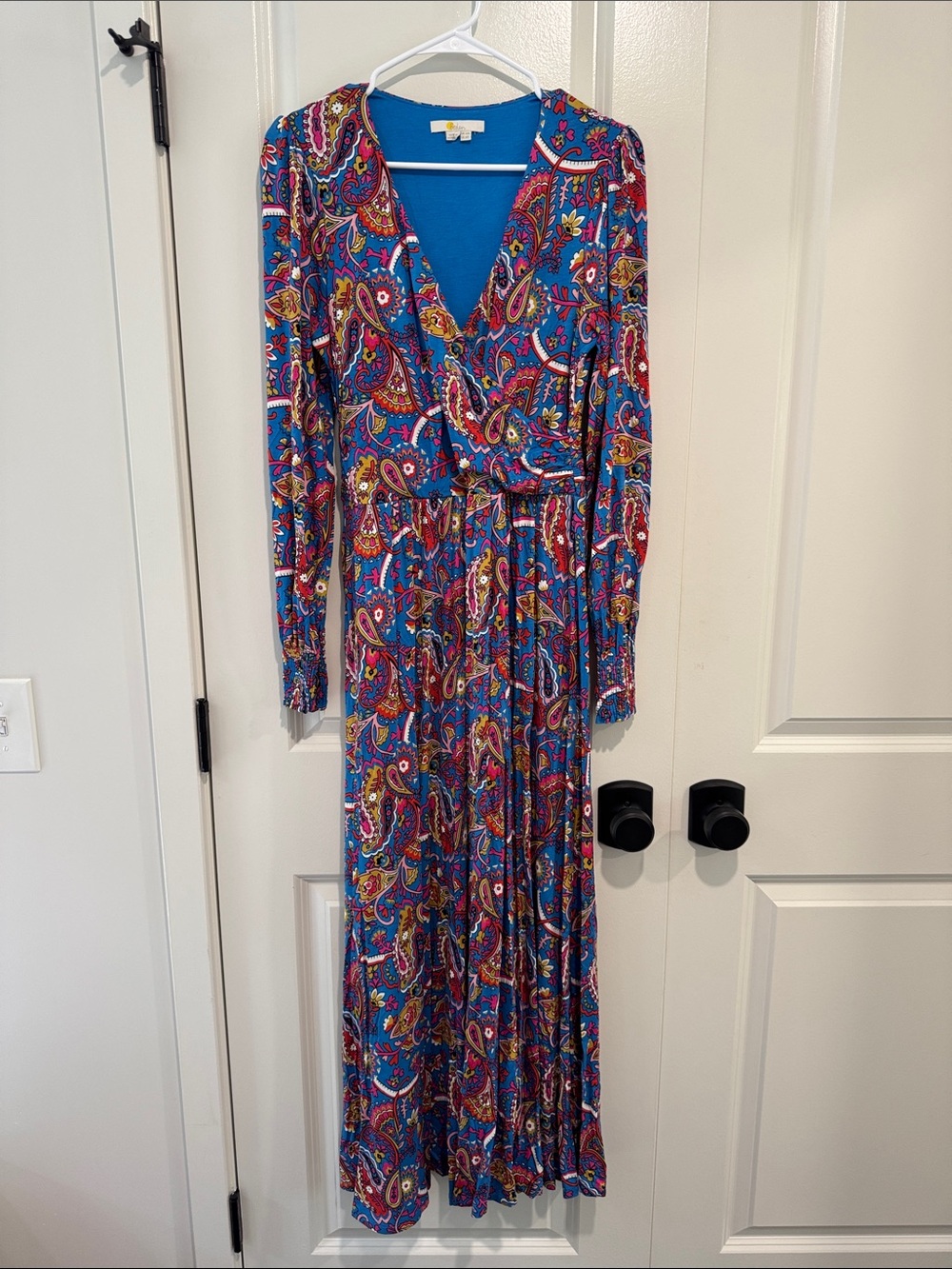 Boden Blue Paisley Wrap Maxi Dress